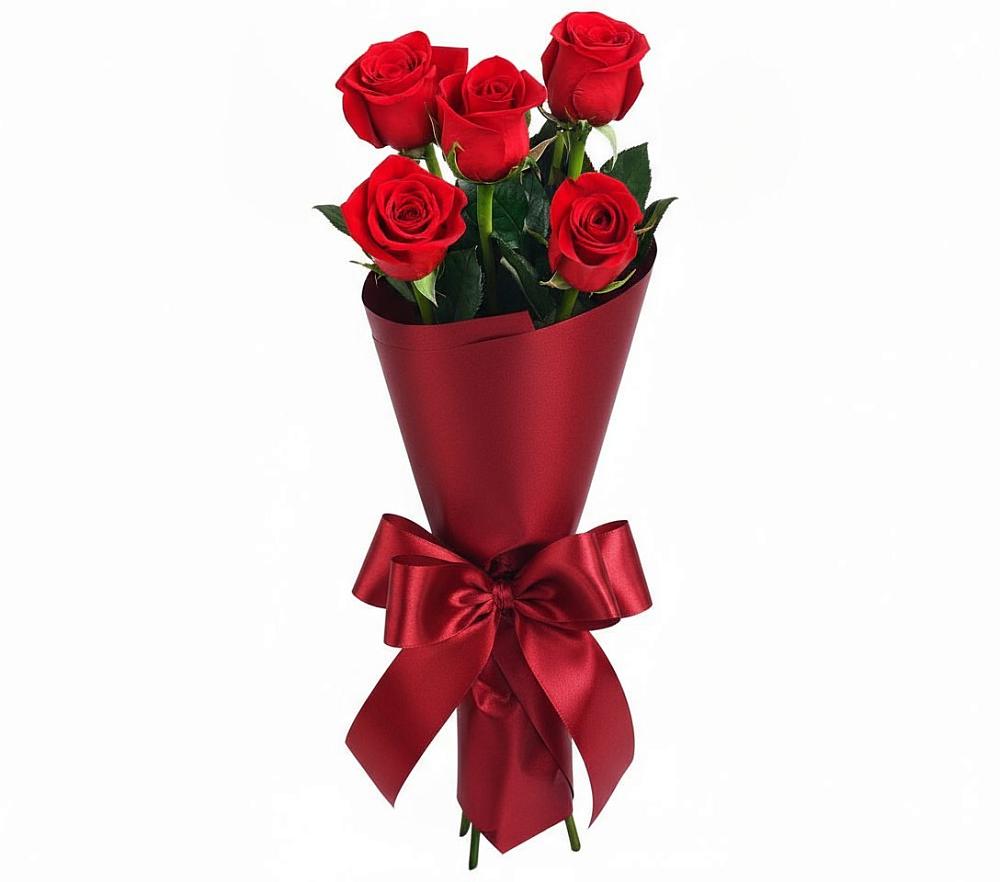 Букет 5 Красных роз Эдлесс Лав в Самусе