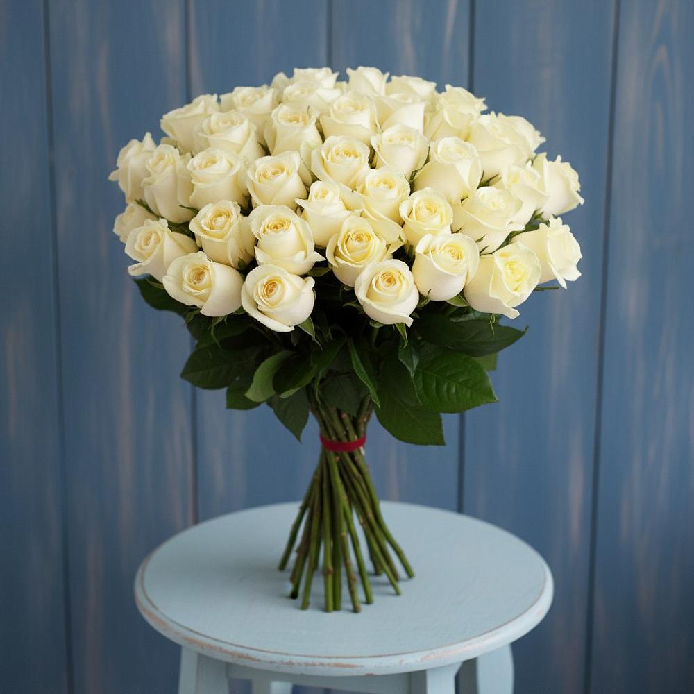 Букет 51 Белая роза Эдлесс Лав в Самусе