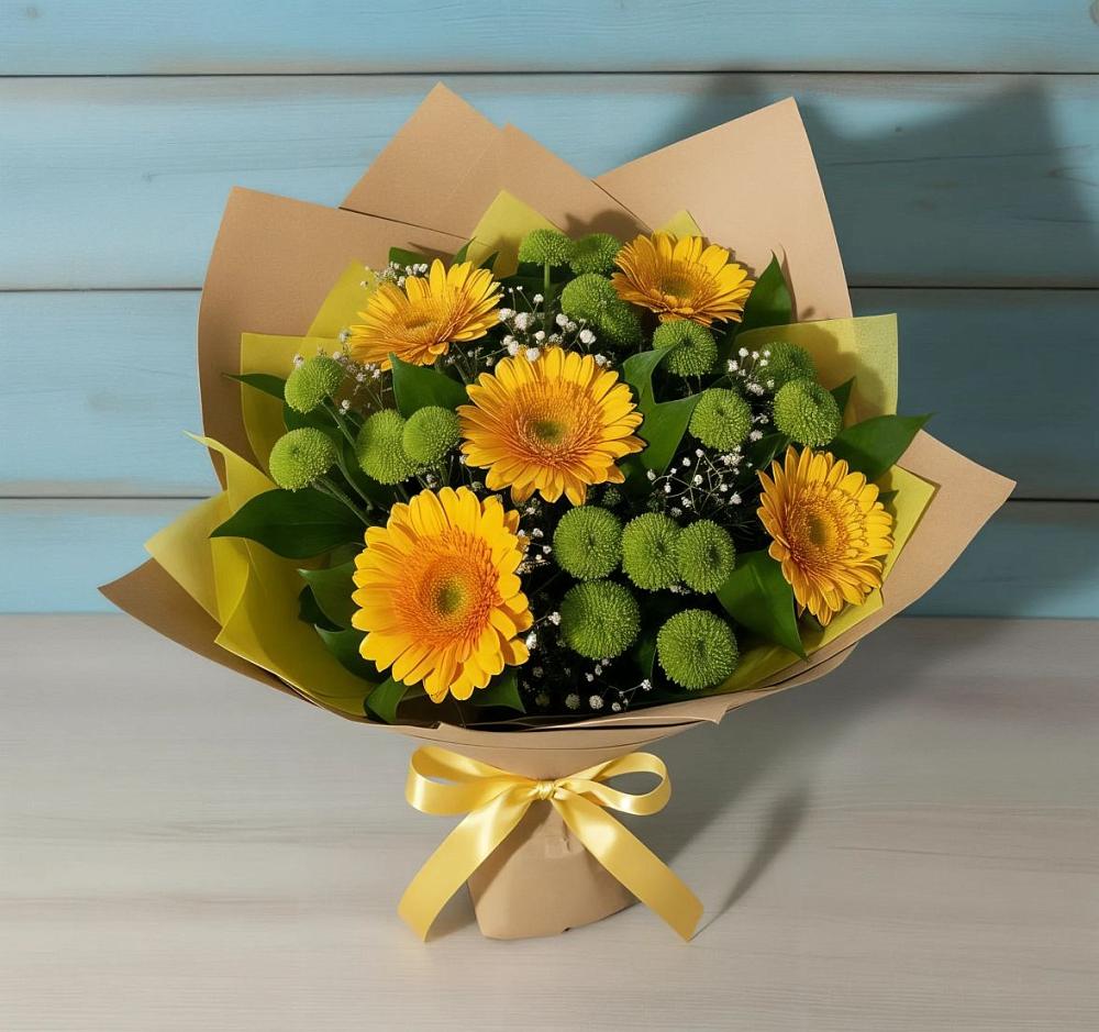 Букет цветов из: Герберы и Хризантемы в Самусе