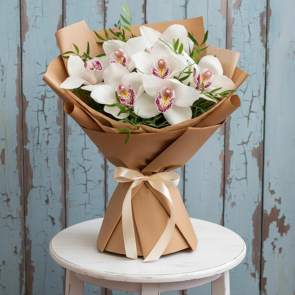 Букет цветов из: Орхидеи и Розы в Самусе