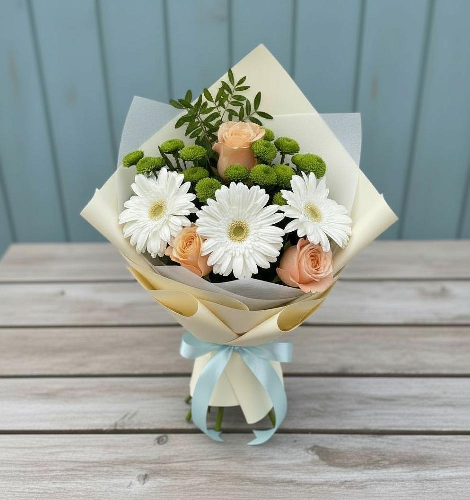 Букет цветов из: Герберы, Розы и Хризантемы в Самусе