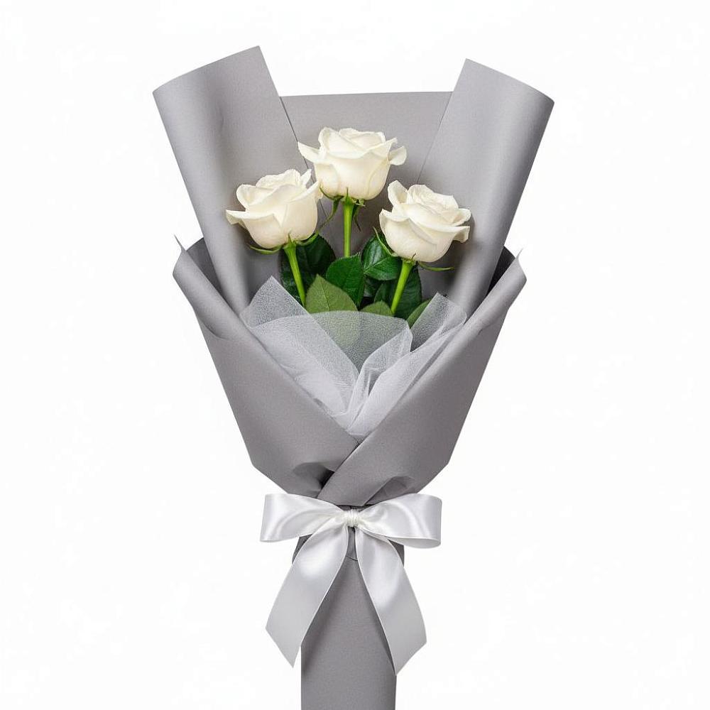 Букет 3 белые розы в Самусе