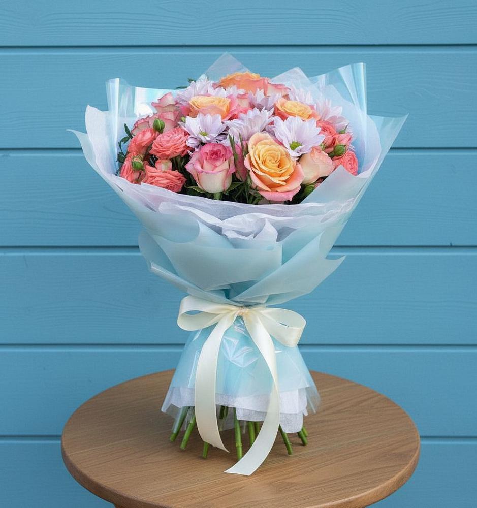 Букет цветов из: Хризантемы и Розы в Самусе