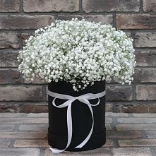Цветочная композиция из Гипсофила в шляпной коробке в Самусе