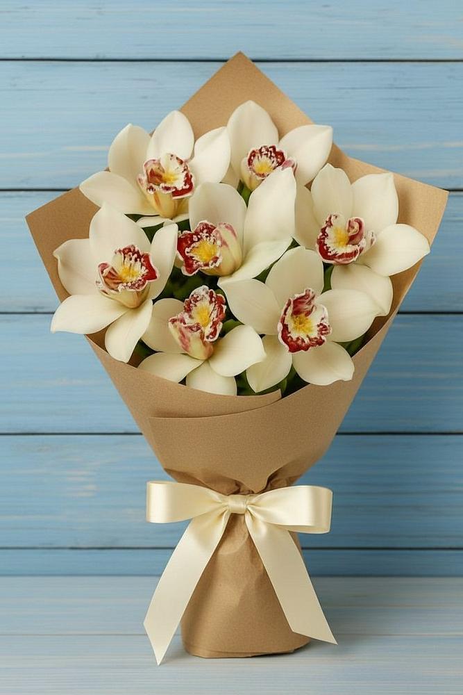 Букет цветов из: Орхидеи и Розы в Самусе